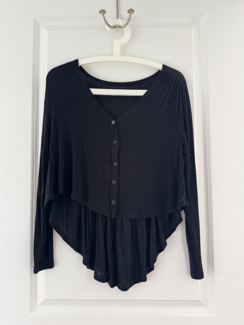 Black High-Low Pleated Back Cardigan – One Size